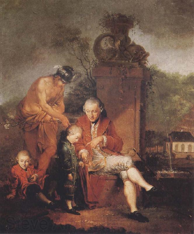 Januarius Zick Gottfried Peter de Requile with his two sons and Mercury Germany oil painting art